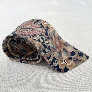 Cellini Collection Floral Print Classic 100% Silk  Tie, Made in USA